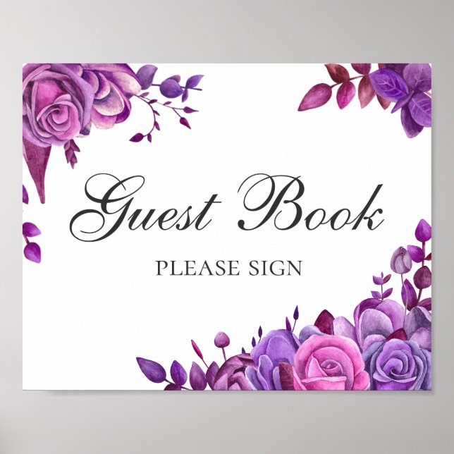Unterschreiben Sie das Gästebuch. Rosa und lila Ho Poster (Vorne)