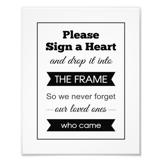 Unterschreiben Sie ein Herz Drop Box Wedding Guest Fotodruck (Vorne)