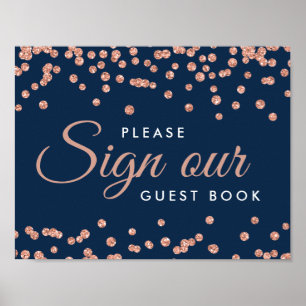 Unterschreiben Sie Guestbook Rose Gold Glitzer Con Poster