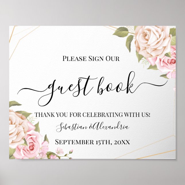 Unterschreiben Sie unser Gästebuch Floral Wedding  (Vorne)
