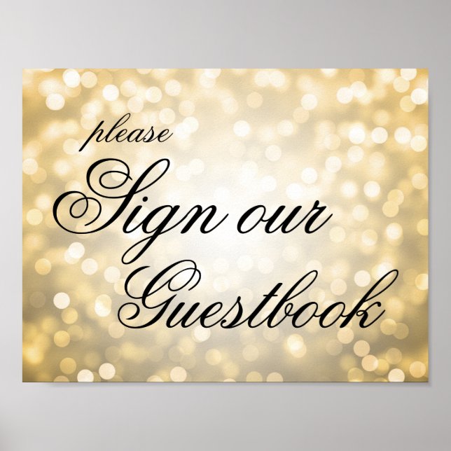 Unterschreiben Sie unser Gästebuch Gold Bokeh Ligh (Vorne)