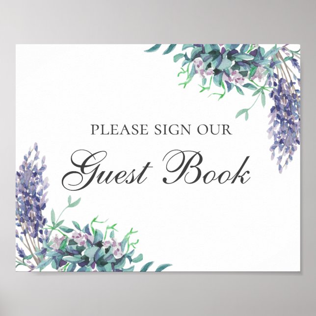 Unterschreiben Sie unser Gästebuch. Lila Blume. Bl Poster (Vorne)