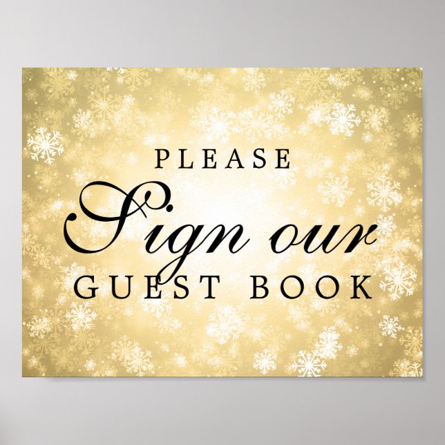 Unterschreiben Sie unser Hochzeitguestbook Winter  Poster (Vorne)