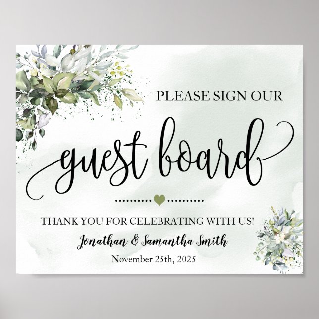 Unterschreiben Sie unsere Gästeparte Hochzeit euca Poster (Vorne)
