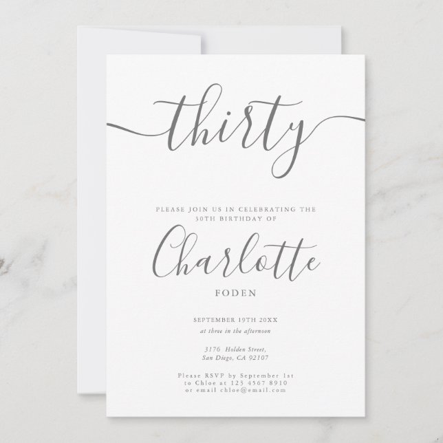 Unterschrift 30. Geburtstag Einladung (Vorderseite)