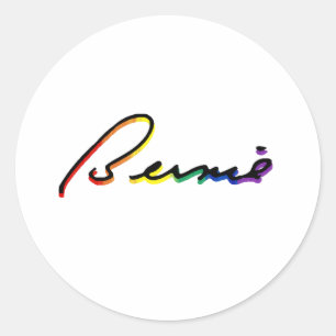 Unterschrift Bernie Sanders Pride Regenbogen - LGB Runder Aufkleber