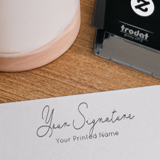 Unterschrift + Briefmarke aus selbstfarbigem Kauts Permastempel