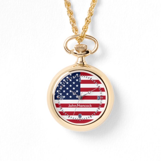 Unterschrift der amerikanischen Flagge Armbanduhr (Vorderseite)