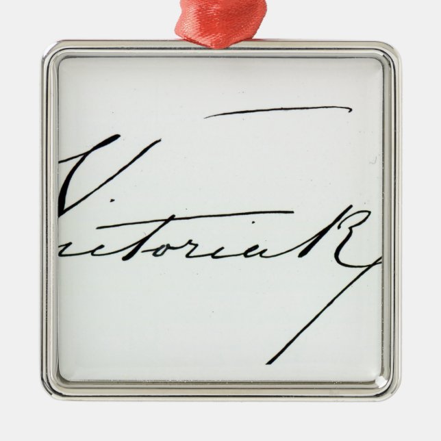 Unterschrift der Königin Victoria (Feder auf Silbernes Ornament (Vorne)