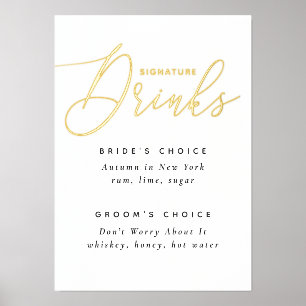 Unterschrift Drinks. Hochzeit von Goldskripten Foliendrucke