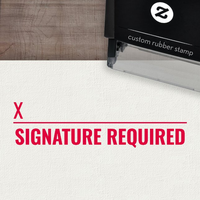 Unterschrift erforderlich mit x Signierungslinie - Permastempel (Custom Teacher Stamp - Self Inking Rubber Stamp)