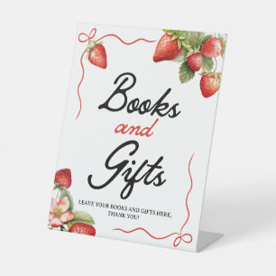 Unterschrift für Bücher und Geschenke Strawberry Sockelschild