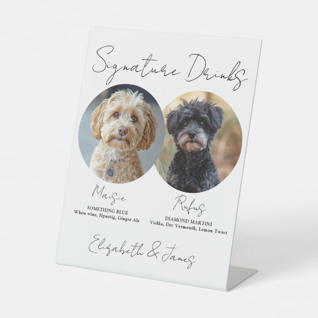 Unterschrift für Hochzeiten Getränke Haustiere Hun Sockelschild (Vorderseite)