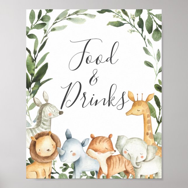 Unterschrift für Safari Animals Baby-Dusche Lebens Poster (Vorne)