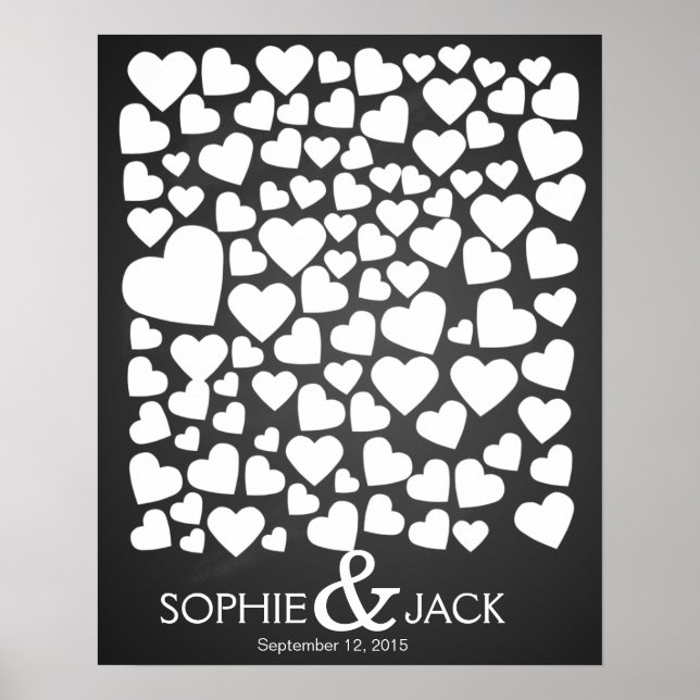 Unterschrift Hochzeitsgast-Herz unterschreiben Poster (Vorne)