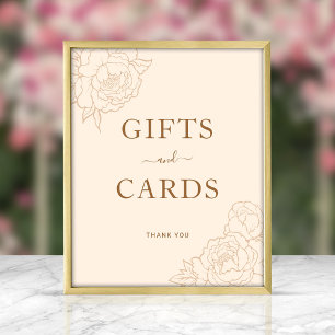 Unterschrift "Peony Line Art Gips & Cards" Poster