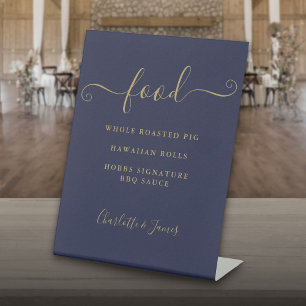 Unterschrift Schrift Navy Blau Und Gold Speisekart Sockelschild