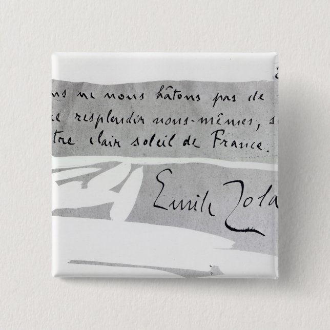 Unterschrift von Emile Zola Button (Vorderseite)