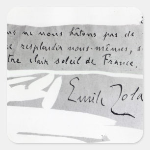 Unterschrift von Emile Zola Quadratischer Aufkleber