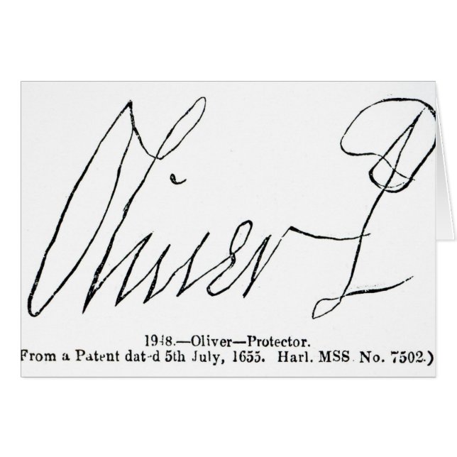 Unterschrift von Oliver Cromwell-Lord Protector (Vorderseite (Horizontal))