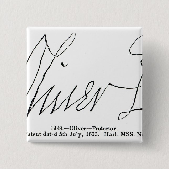 Unterschrift von Oliver Cromwell-Lord Protector Button (Vorderseite)