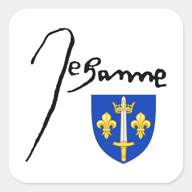 Unterschrift/Wappen von Jeanne d'Arc Quadratischer Aufkleber (Vorderseite)