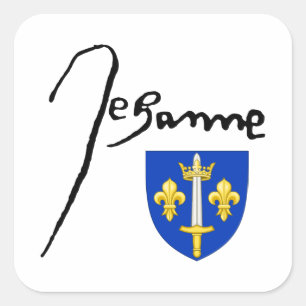 Unterschrift/Wappen von Jeanne d'Arc Quadratischer Aufkleber