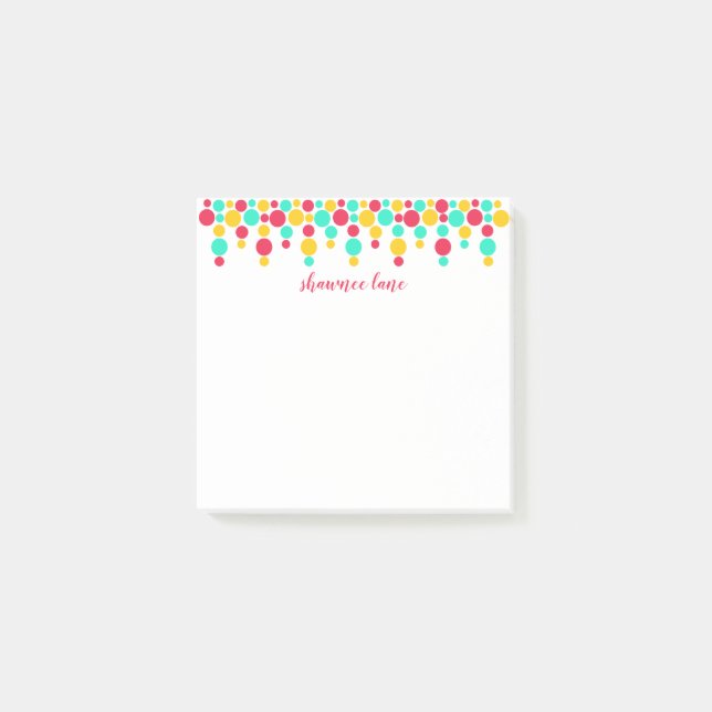 Unterschriften-Polka-Punkt-personalisierte Post-it Klebezettel (Vorderseite)