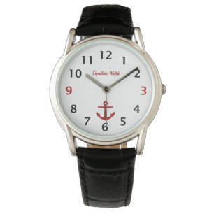 Unterschriften-Uhr-Anker-Schwarzes und Rot Armbanduhr
