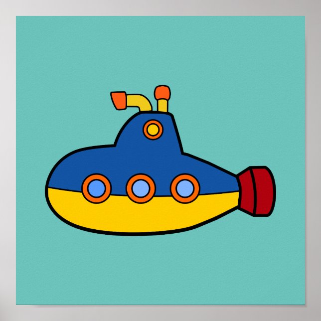 Unterseeboot-Illustration Poster (Vorne)