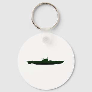 Unterseeboot-Silhouette in Weiß Schlüsselanhänger