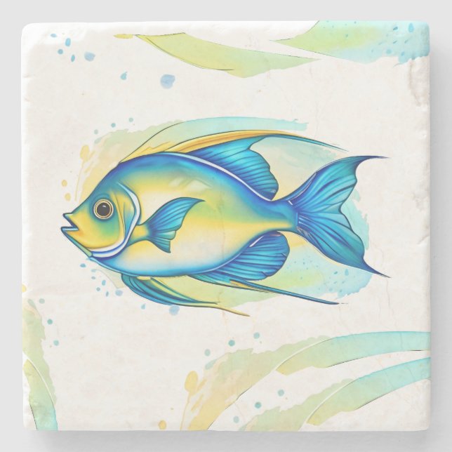 Untersetzer - Aquarellreihe: Angelfish (Vorderseite)