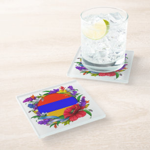 Untersetzer aus armenischem Flaggenglas