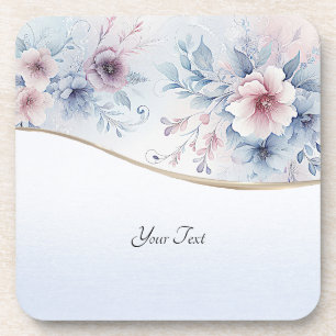 Untersetzer aus blau-rosa Blumenhartplastik