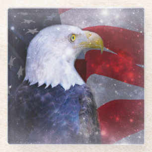 Untersetzer aus Glas/Amerikanischer Adler und Flag