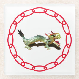 Untersetzer aus Glas - Drache und Schatten mit rot