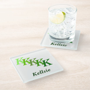 Untersetzer aus Glas - grüne Bezeichnung und Vorze