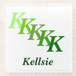 Untersetzer aus Glas - grüne Bezeichnung und Vorze