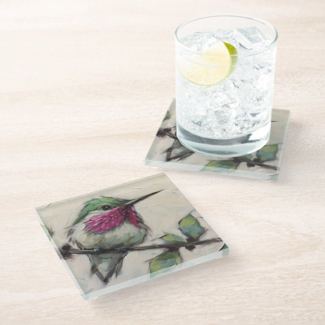 Untersetzer aus Glas - Hummingbird (Schrägansicht)