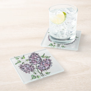 Untersetzer aus Glas - Lilacs