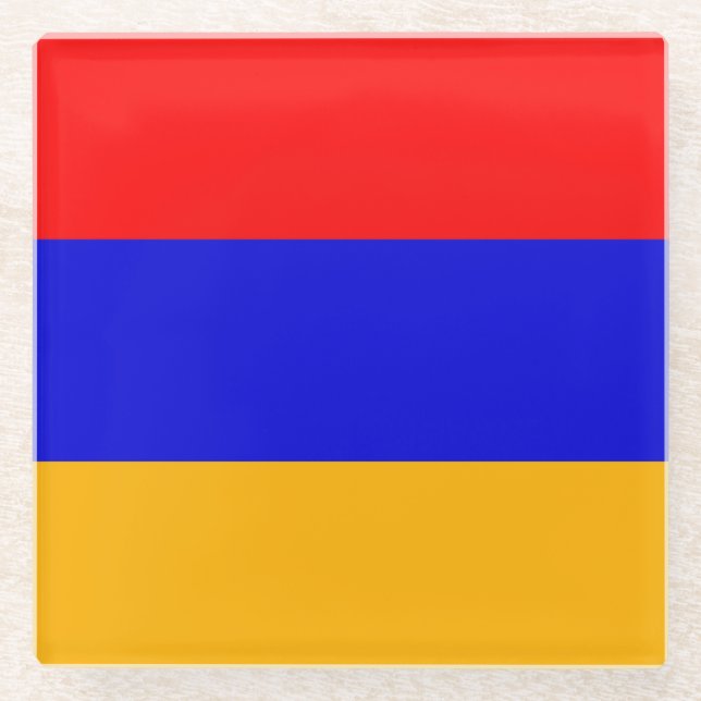 Untersetzer aus Glas mit armenischer Flagge (Vorderseite)