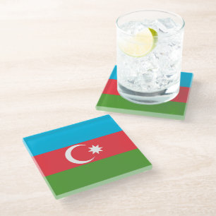 Untersetzer aus Glas mit der Flagge Aserbaidschans