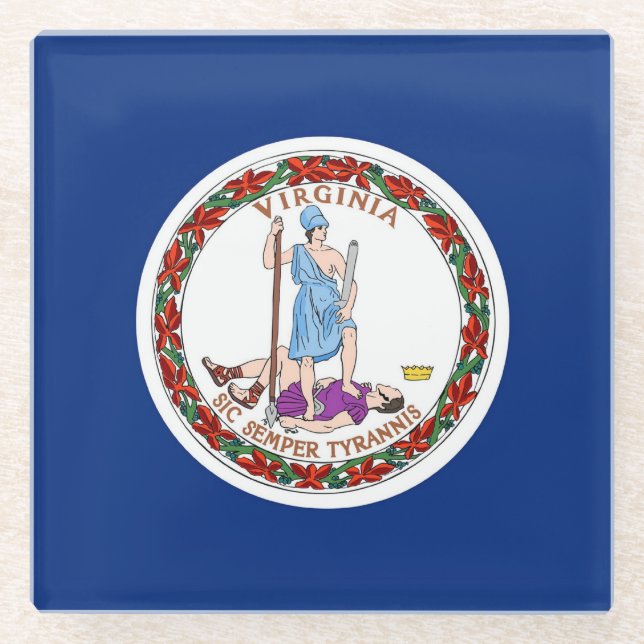 Untersetzer aus Glas mit der Flagge des Staat Virg (Vorderseite)