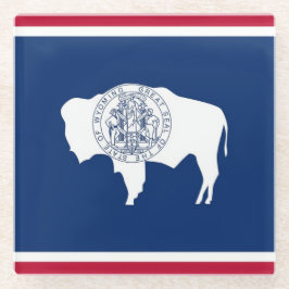 Untersetzer aus Glas mit der Flagge des Wyoming-St