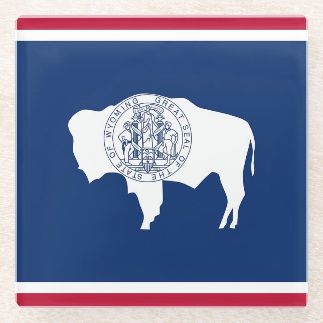 Untersetzer aus Glas mit der Flagge des Wyoming-St (Vorderseite)