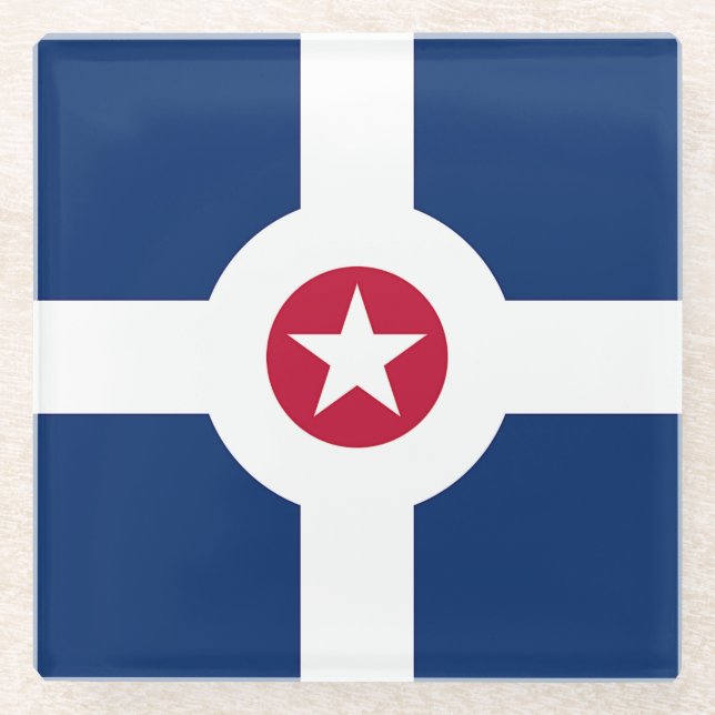 Untersetzer aus Glas mit der Flagge Indianapolis,  (Vorderseite)