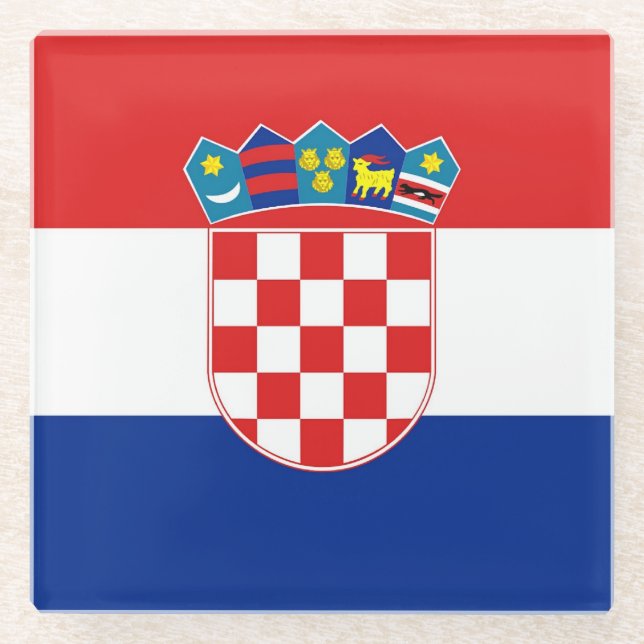 Untersetzer aus Glas mit der Flagge Kroatiens (Vorderseite)