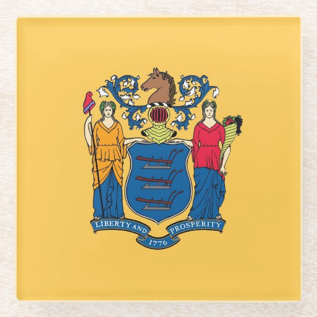 Untersetzer aus Glas mit der Flagge New Jersey, US (Vorderseite)