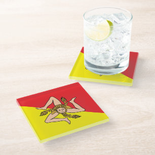 Untersetzer aus Glas mit der Flagge Siziliens, Ita