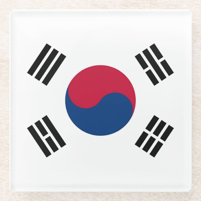 Untersetzer aus Glas mit der Flagge Südkoreas (Vorderseite)